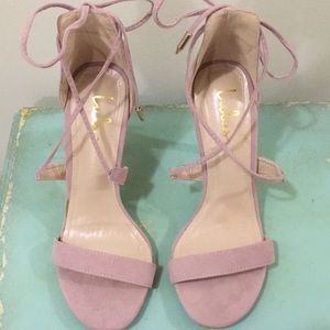 Pink strappy high heels never worn!